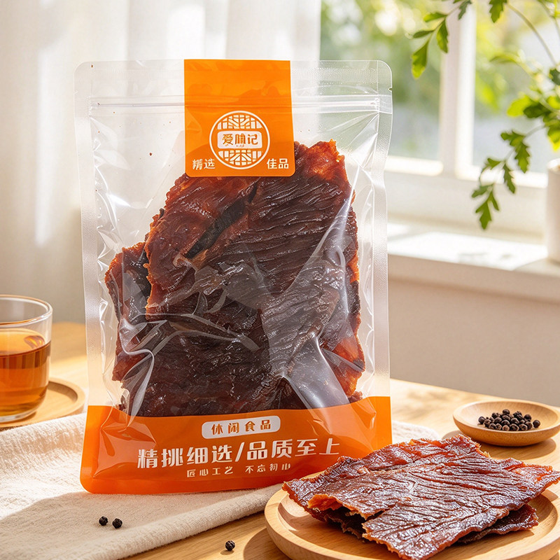 红喜爱脯记原味黑椒味原切猪肉脯手撕大片肉脯猪肉干解馋零食500g