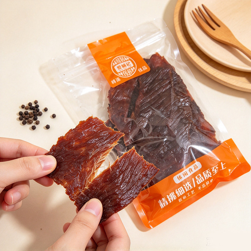 红喜爱脯记原味黑椒味原切猪肉脯手撕大片肉脯猪肉干零食500g袋