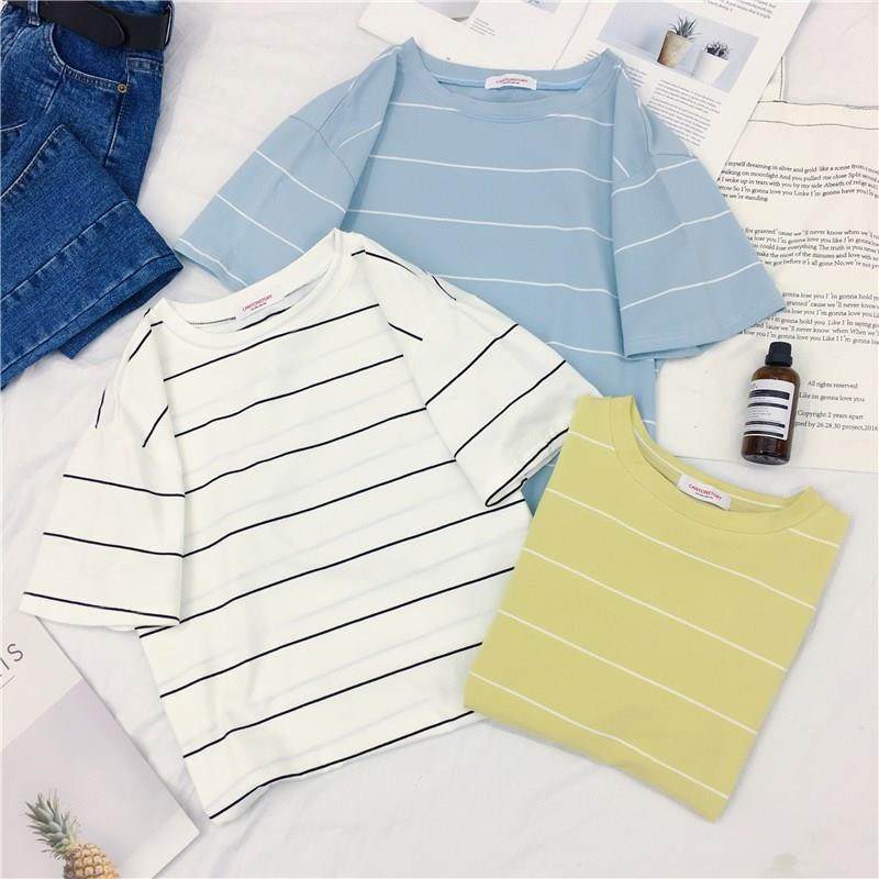 Short sleeved leisure time Summer wear student Easy Versatile jacket Korean Edition T-shirts stripe T-shirt Women's wear new pattern whitein the Women's clothing/Boutique , T-shirt  category - from Buy2taobao.com to provide professional Taobao agent buy service