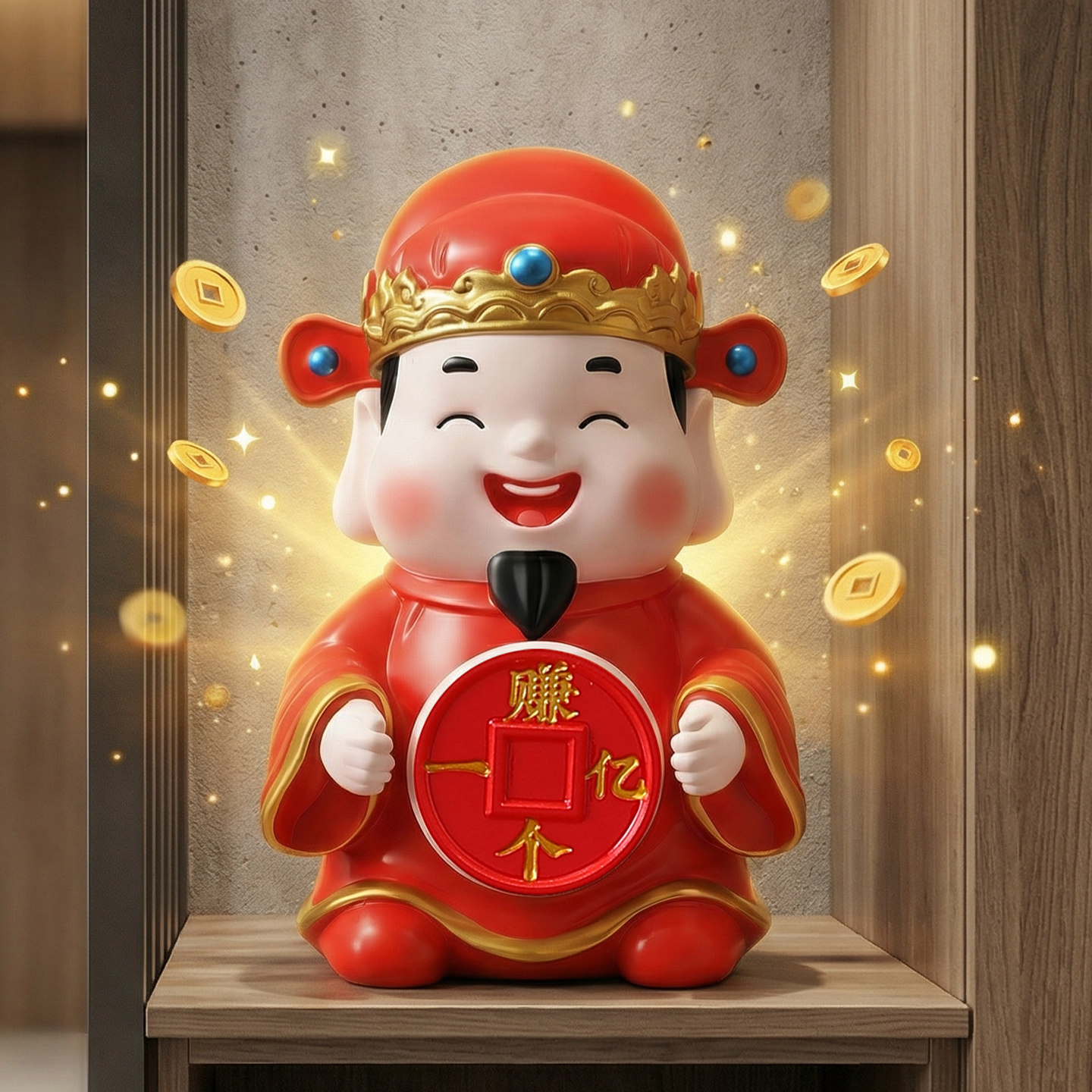 新年财神爷储蓄罐招财进宝树脂材质存钱罐开业收银台摆件吉祥礼物