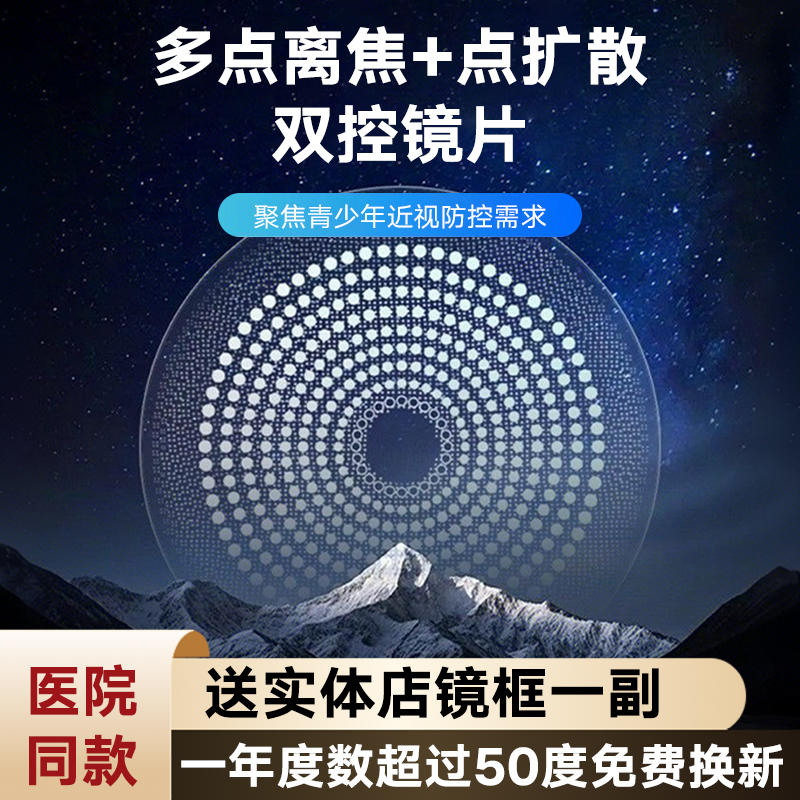 双效防控儿童近视眼多点离焦学生延缓近视加深控制度数点扩散镜片
