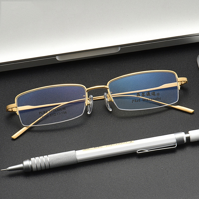 男款商务半框超轻小脸纯钛近视眼镜框眼睛架配高度数金属近视小框