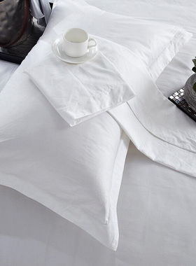 顾柔白色枕套万豪酒店同款白色80支全棉贡缎床上用品枕头套60cm*9