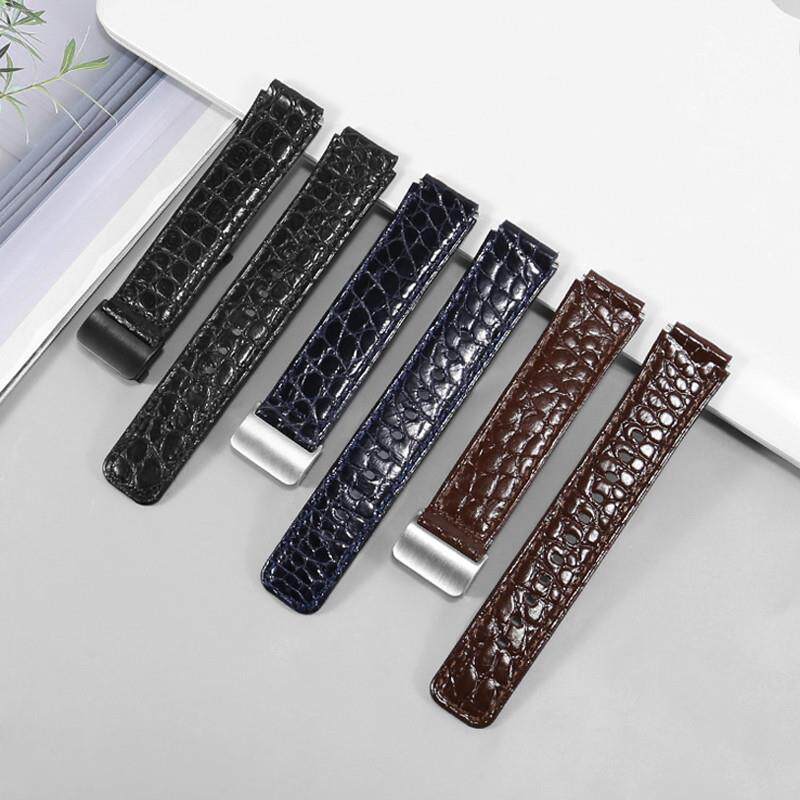 原装适用华为手环B7B6鳄鱼皮手表带智能商务休闲摩卡棕黑色真皮表