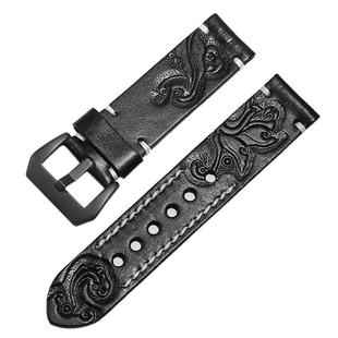 原装 4表带男22mm 适用雕花真皮手表带卡西欧天梭精工帝舵华为GT5