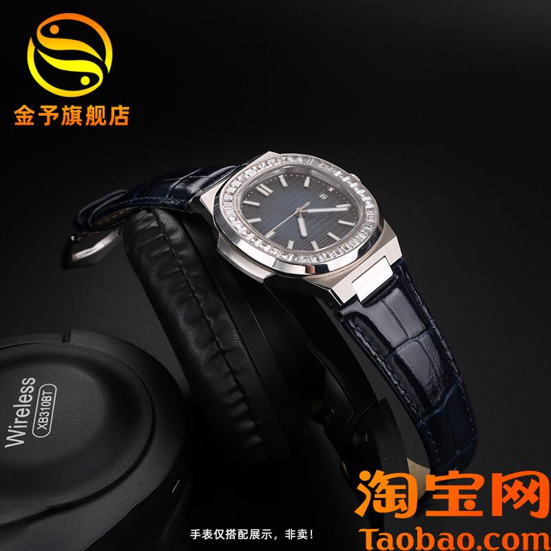 原装适用GEYA格雅腕表78081G78095G真皮手表带男凹口头层小牛皮表