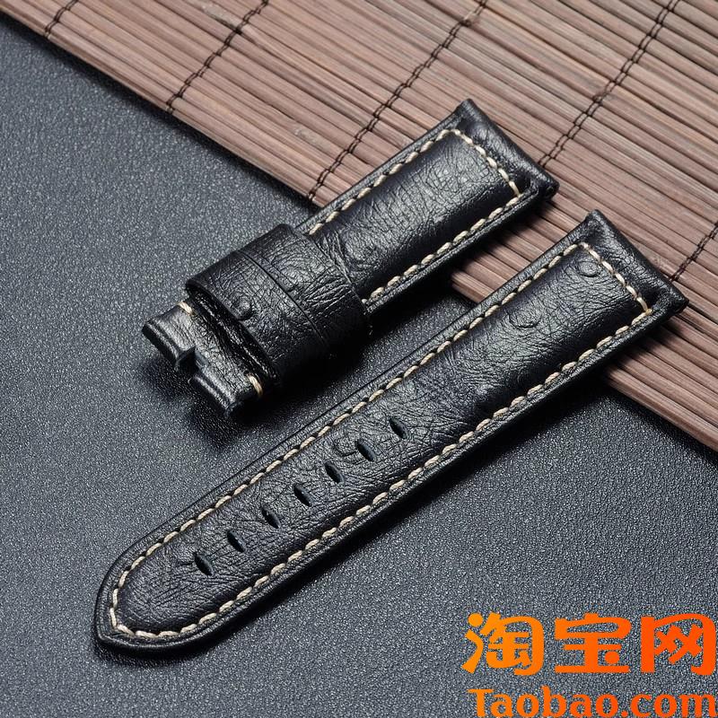 原装适用通用鸵鸟皮纹理表带粗犷胖大海粗犷24mm多色真皮表带