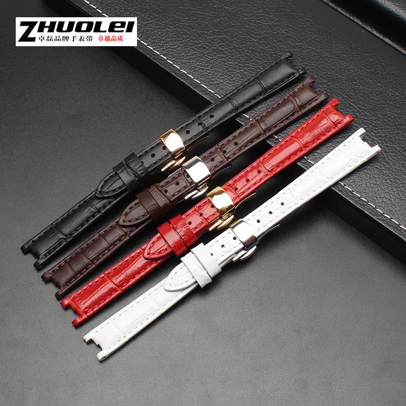 原装适用真皮表带天梭1853手表T094弗拉明戈系列女表竹节纹牛皮带