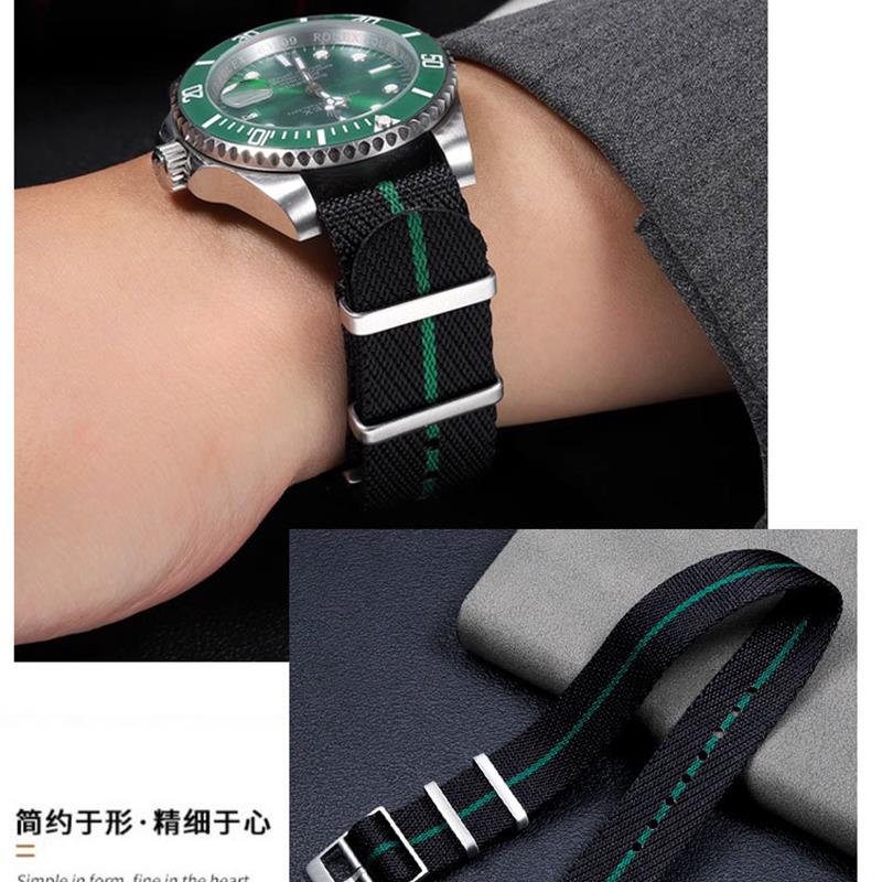 原装适用尼龙表带男帝舵碧湾1958小红花启承黑盾青铜帝陀帆布手表