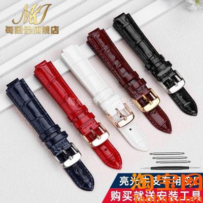 原装适用卡地亚蓝气球手表带真皮亮光皮带cartie坦克配件女款女生