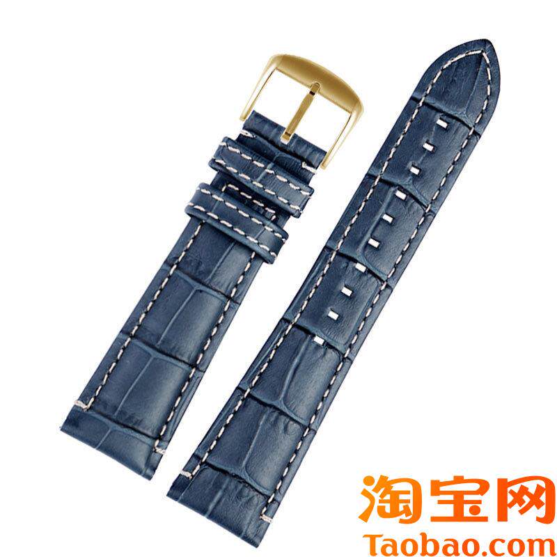 原装适用男真皮蓝色表带阿玛尼手表黑AR1862037218611892深棕牛皮