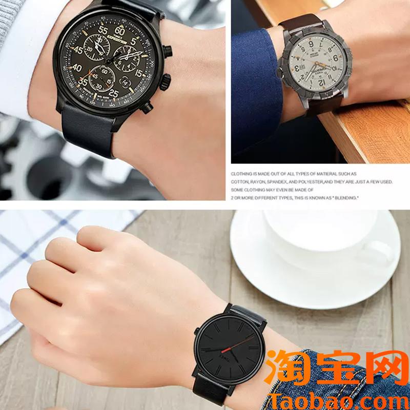 原装适用真皮手表带Timex天美时T49905T49963系列防水牛皮手表配