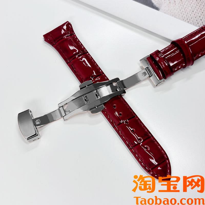原装适用华为女款小蛮腰表带酒红GT4/GT3手表42/46mm真皮watch4智