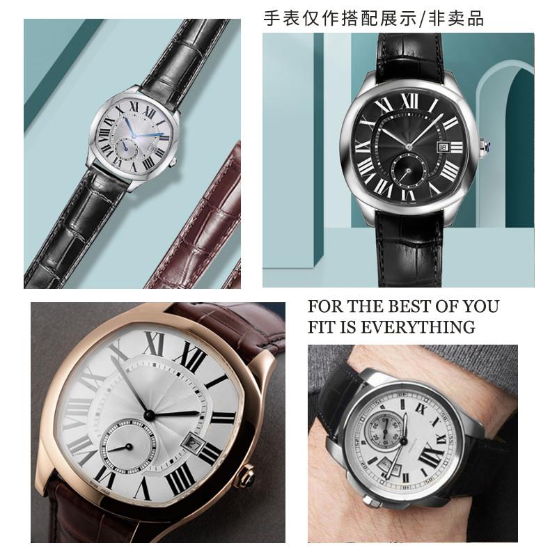 原装适用卡地亚坦克真皮手表带男卡历博牛皮带伦敦SOLO机械表配件