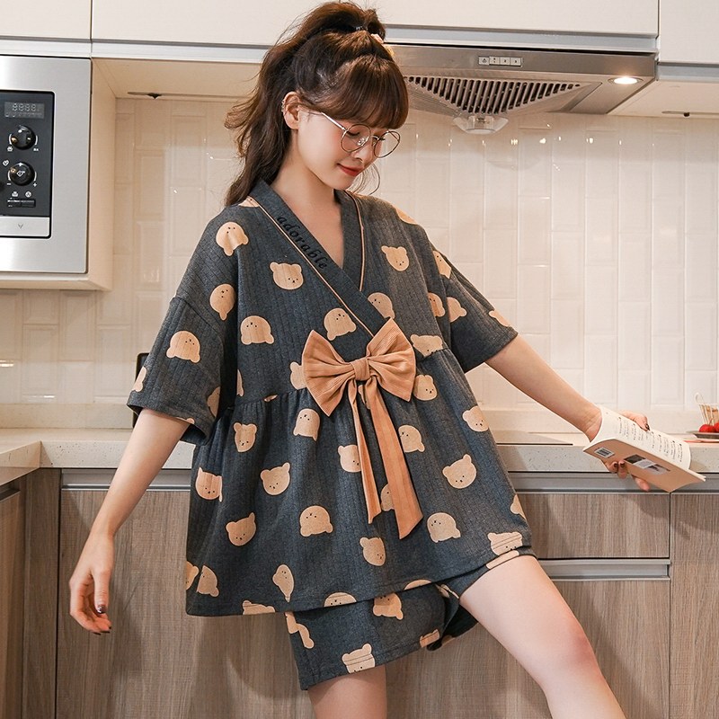 23年夏季新款短袖芬腾短裤和服V领圆领纯棉可外穿家居服睡衣套装属于什么档次？
