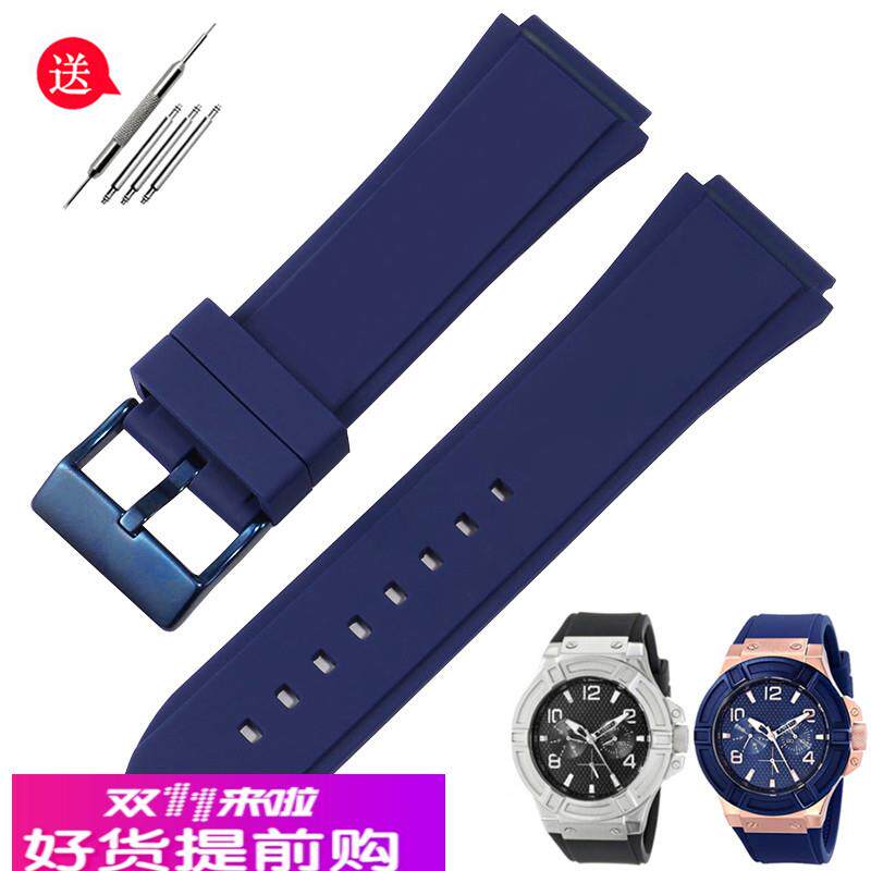 适用原厂适用GUESS盖尔斯U0247G3W0040G3硅胶手表带防水蓝色黑色