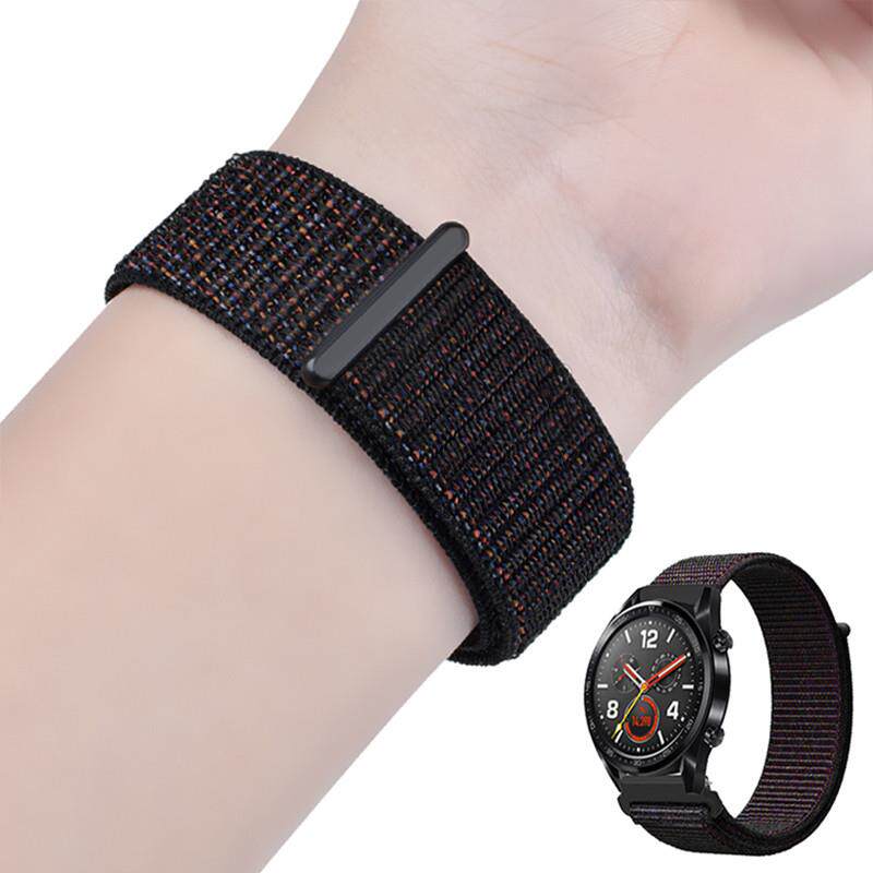 适用原厂华为watch4/GT352pro运动魔术贴帆布黑色尼龙手表带20/22
