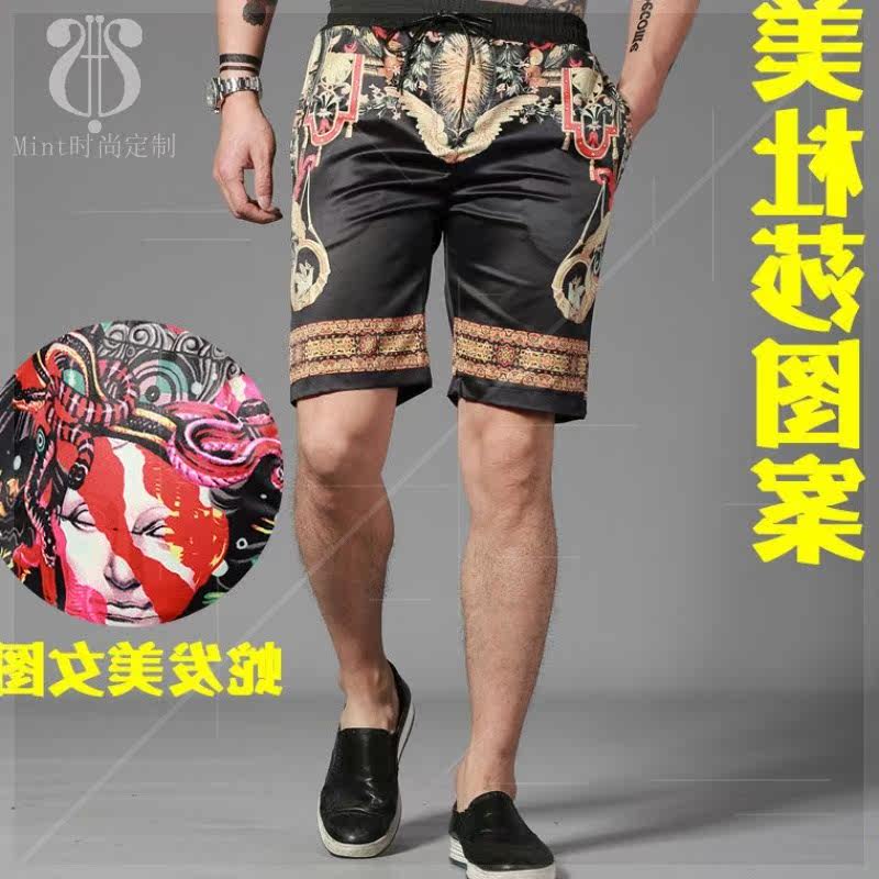 夏季个性冰丝短裤子男休闲复古龙图案男士韩版霸气门神5五分裤H。在类目 女装/女士精品, 牛仔裤中 - 来自Buy2taobao.com提供专业的淘宝代购服务