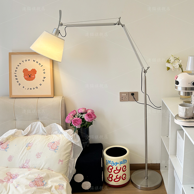 客厅中古落地灯网红摇臂钓鱼灯意大利设计卧室床头氛围灯落地台灯