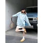 KTDA国潮基础草写字母刺绣帽衫 情侣款 宽松连帽卫衣男女潮牌上衣秋