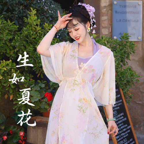 听月小筑【生如夏花】原创女春夏显瘦连衣裙国风新中式改良汉服