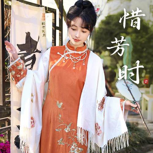 听月小筑【惜芳时】原创女春秋国风改良刺绣旗袍复古新中式连衣裙