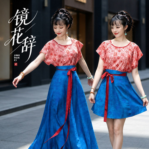 听月小筑【镜花辞】原创女春夏老祖宗纹样半臂国风新中式半身裙