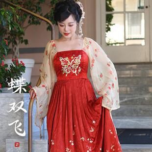 听月小筑【蝶双飞】原创女春夏蝴蝶连衣裙汉元素国风新中式长裙