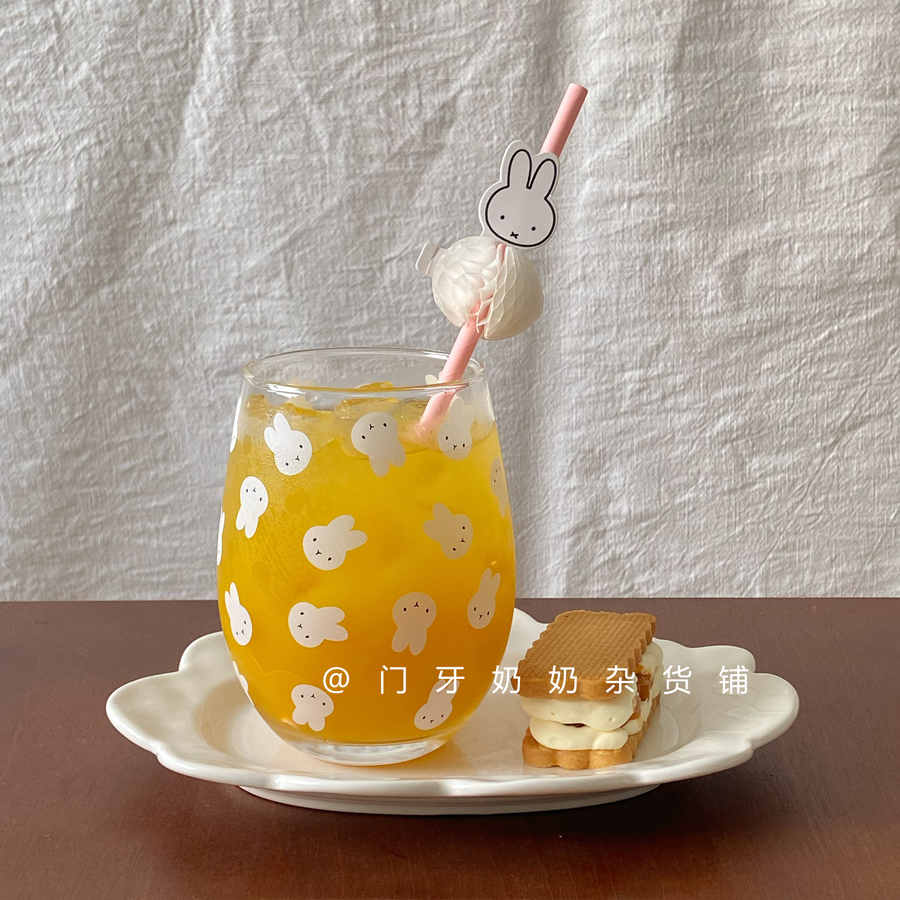 简约可爱miffy米菲兔大容量果汁牛奶咖啡大肚玻璃杯