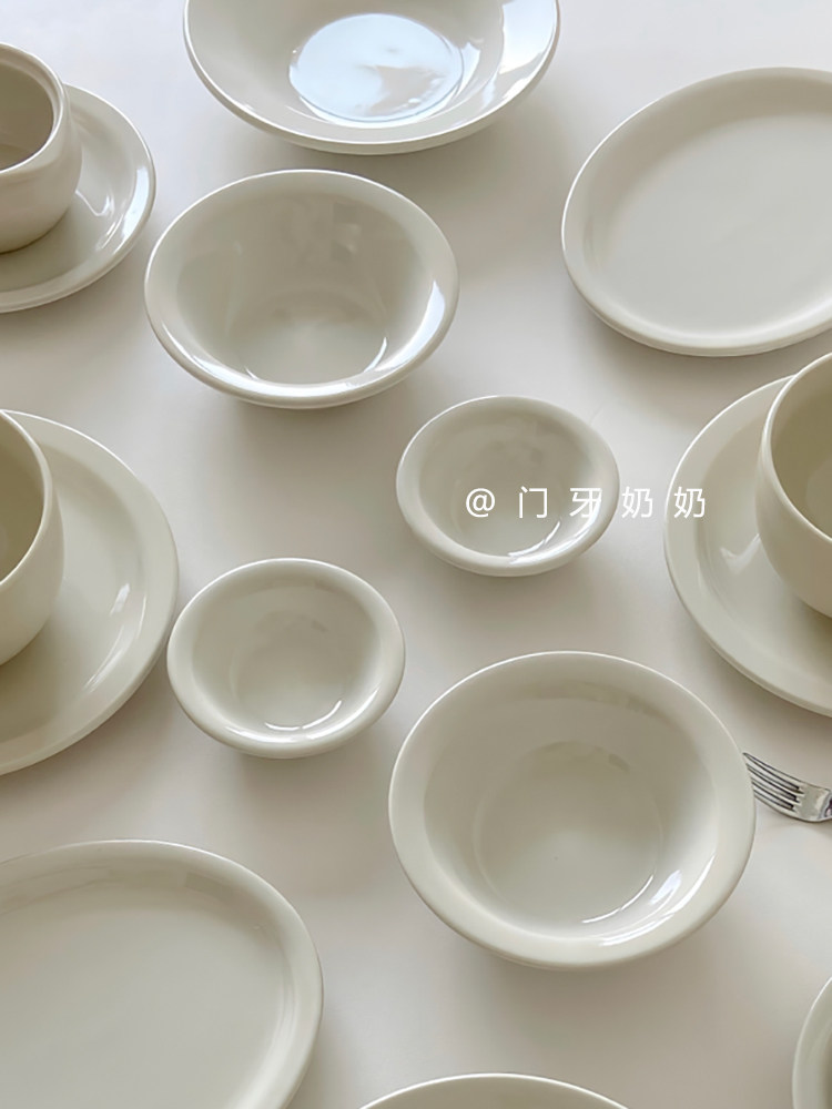 乳白釉下彩系列合集平盘汤碗米饭盘椭圆盘草帽盘酱料碟餐厅家用,餐饮具,盘,淘宝优惠券,粉丝福利购,淘宝优惠卷