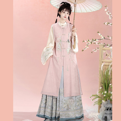 明制汉服圆领长比甲立领长衫秋冬