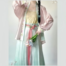 [夏宴]茗月萱日常宋制汉服天丝绣花飞机袖百迭百褶裙夏季套装现货