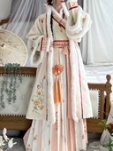 茗月萱原创 新 宋制汉服女对襟长袄交领褶裙日常加绒套装 芙蓉 冬款