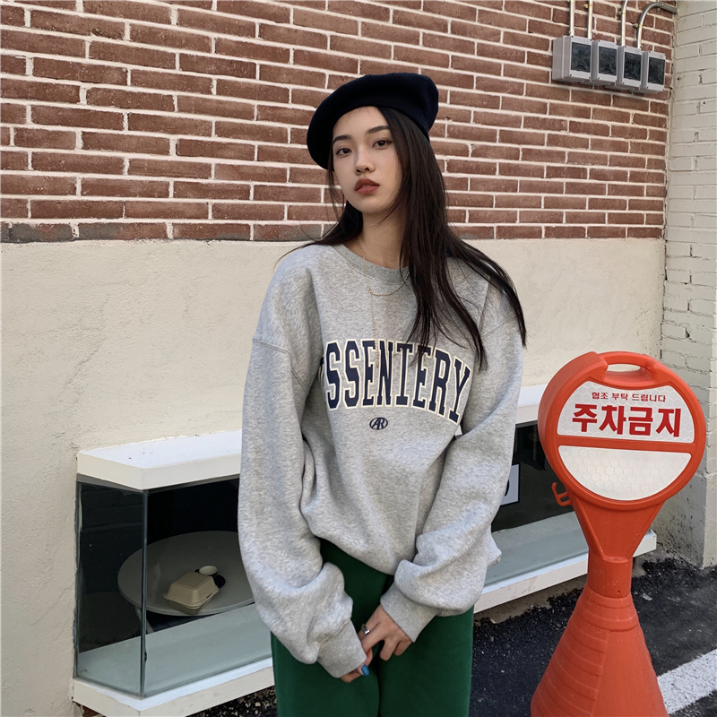 Real shot real price 2020 new ins letter sweater for women loose and lazy, versatile and plush long sleeves