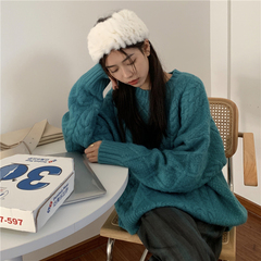 Real shot real price autumn and winter retro twist Pullover Sweater