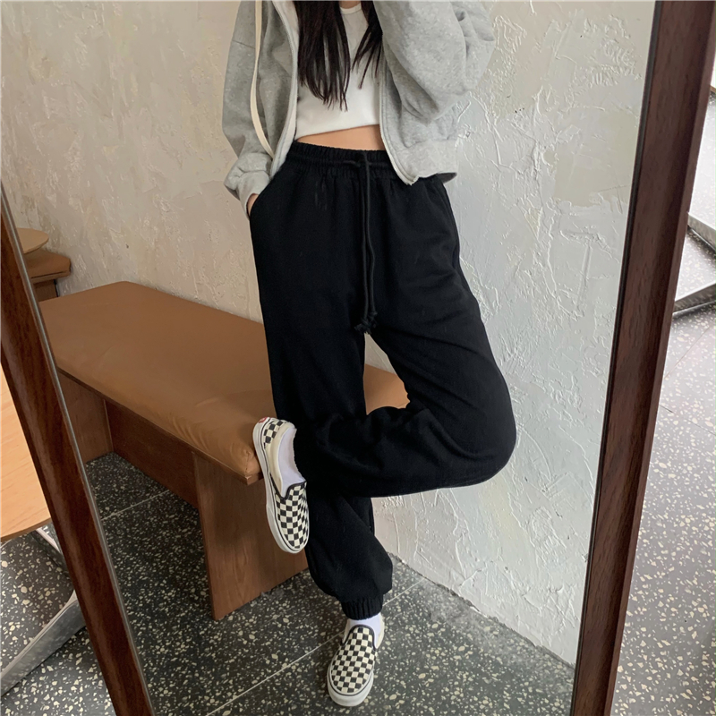 Real price ins high waisted drawstring and plush casual Harem Pants