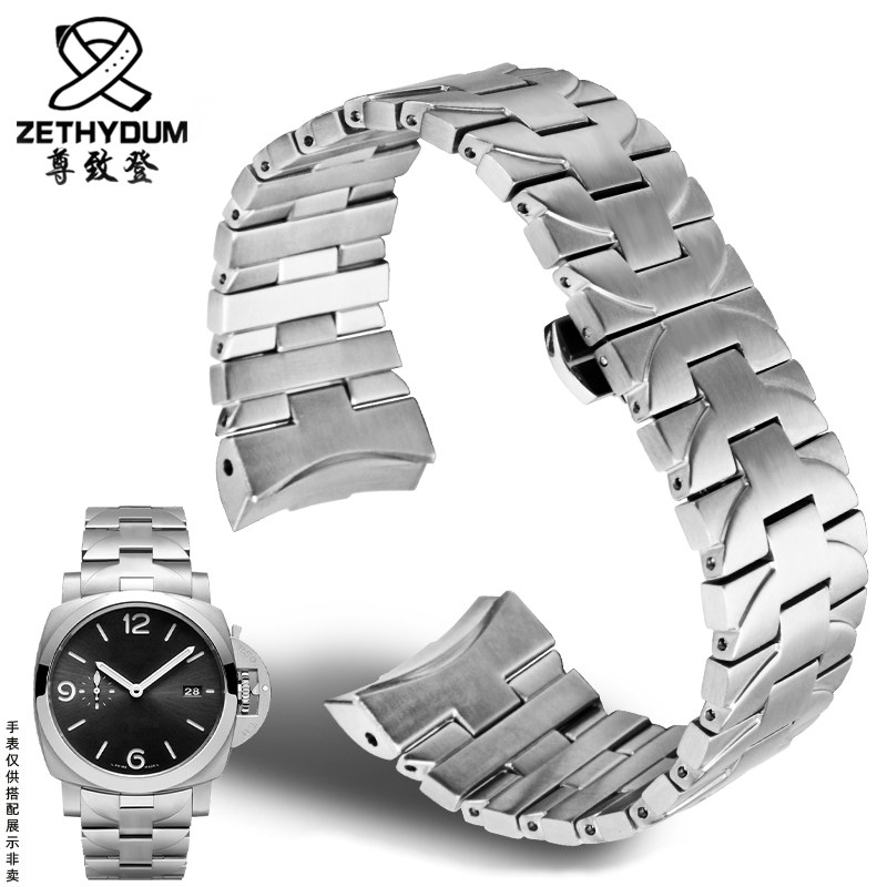弧形实芯精钢表带代用沛纳海庐米诺系列PAM01316 PAQM01438男24mm