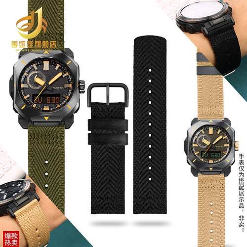 季娅唯改装尼龙代用卡西欧prw-6900YPRWV68003400双面帆布表带男