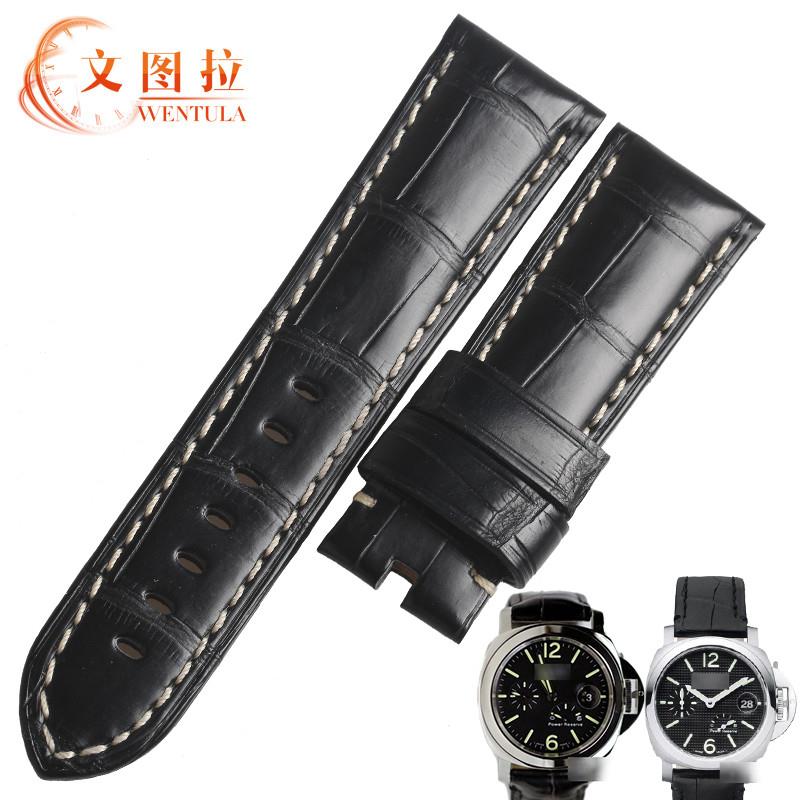 代用沛纳海鳄d鱼皮表带原装1950定制PAM441真皮庐米诺潜行Panerai