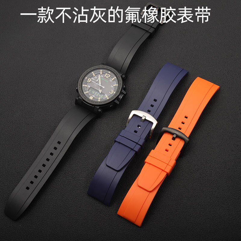 适配CASIO表带PRG-650/v600Y/PRW-6600黑色橡胶表带男24mm