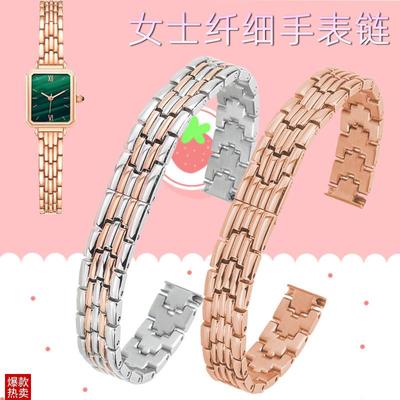 精钢手表带女代h用dw手表带钢带女小绿表金表小方块简约ins风28mm