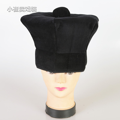 戏曲罗帽螺帽京剧老生家院武生帽子黑G罗帽家丁帽武松帽六角素罗