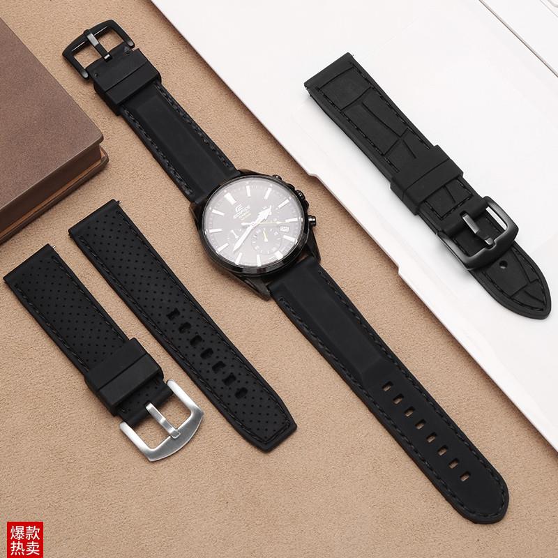 柔软硅胶手表带运动男款192021B22mm户外防水橡胶通用黑色表带