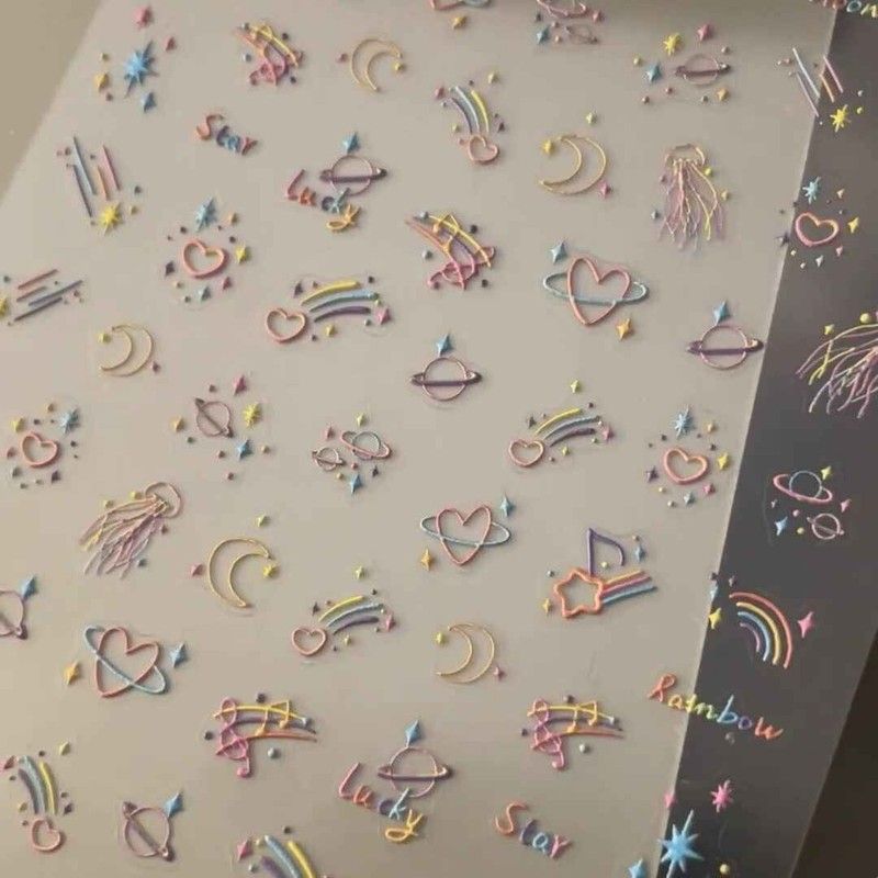 小红书同款星球极光美甲贴纸童趣少女心梦幻儿童diy水杯相机贴纸