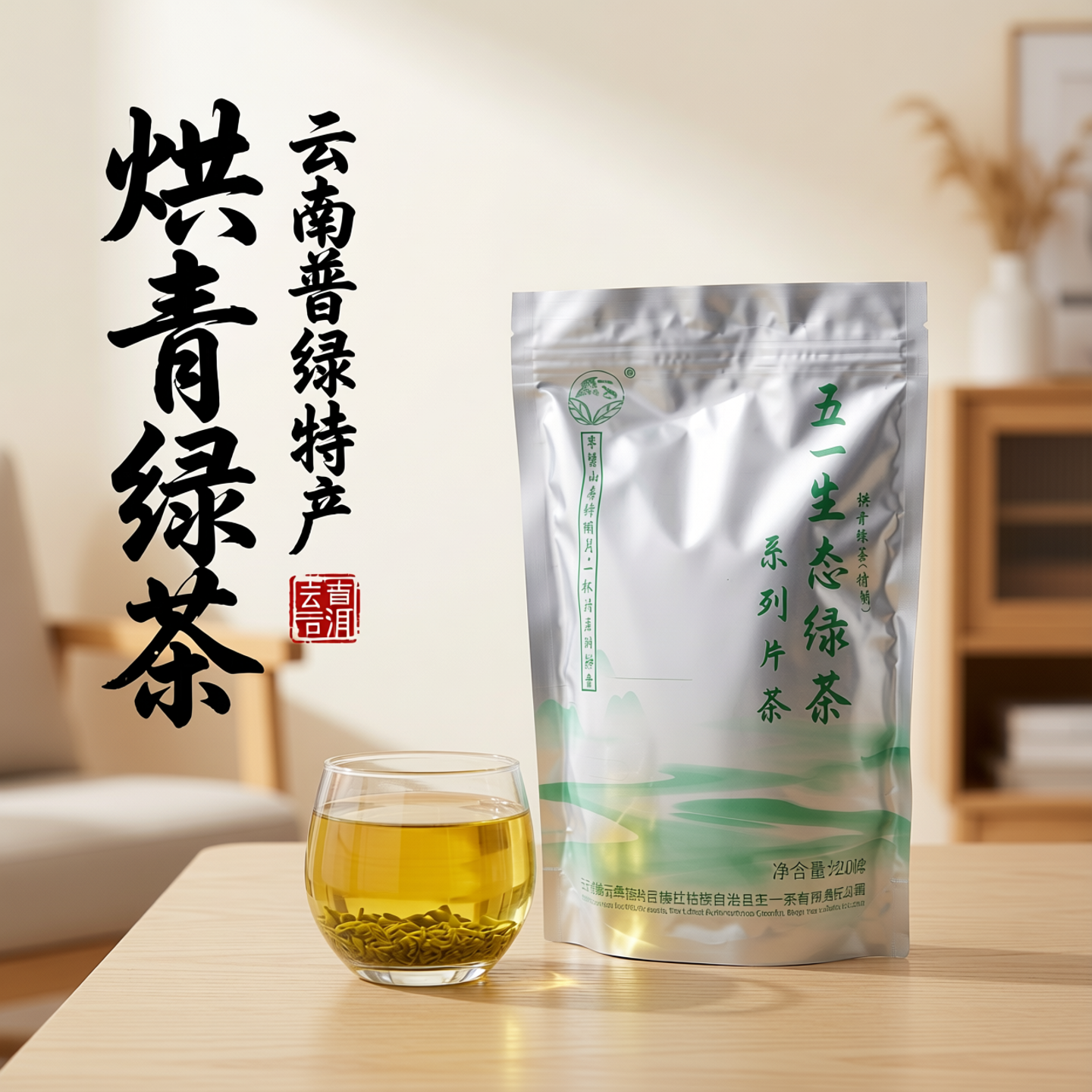 五一生态绿茶普洱袋装片茶五一茶厂清香回甘散装云南小包装200g