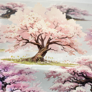 手帐分装胶带粉樱绮梦江月令樱花树粉色古风PET素材账流麻diy贴纸