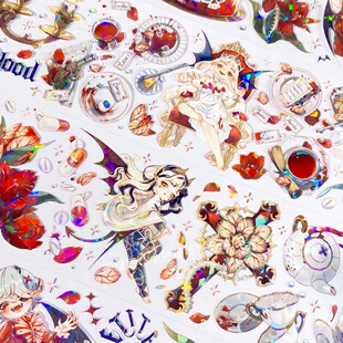 手帐分装胶带受害者名单studio VI心脏恶魔PET素材账流麻贴纸咕卡