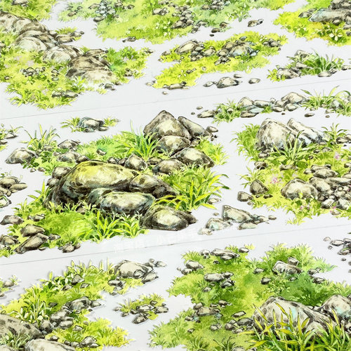 手帐分装胶带乱石青坪zero草地石子造景古风PET素材账手机壳贴纸