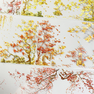 手帐分装胶带林色知时景物志枫树梅花雪古风PET素材账手机壳贴纸