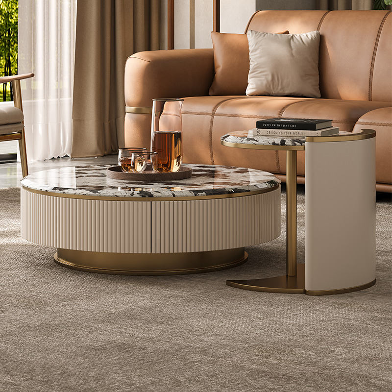 轻奢大理石大小茶几组合